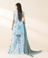 Unstitched Women's Embroidered Lawn Blue Three Piece Suit
